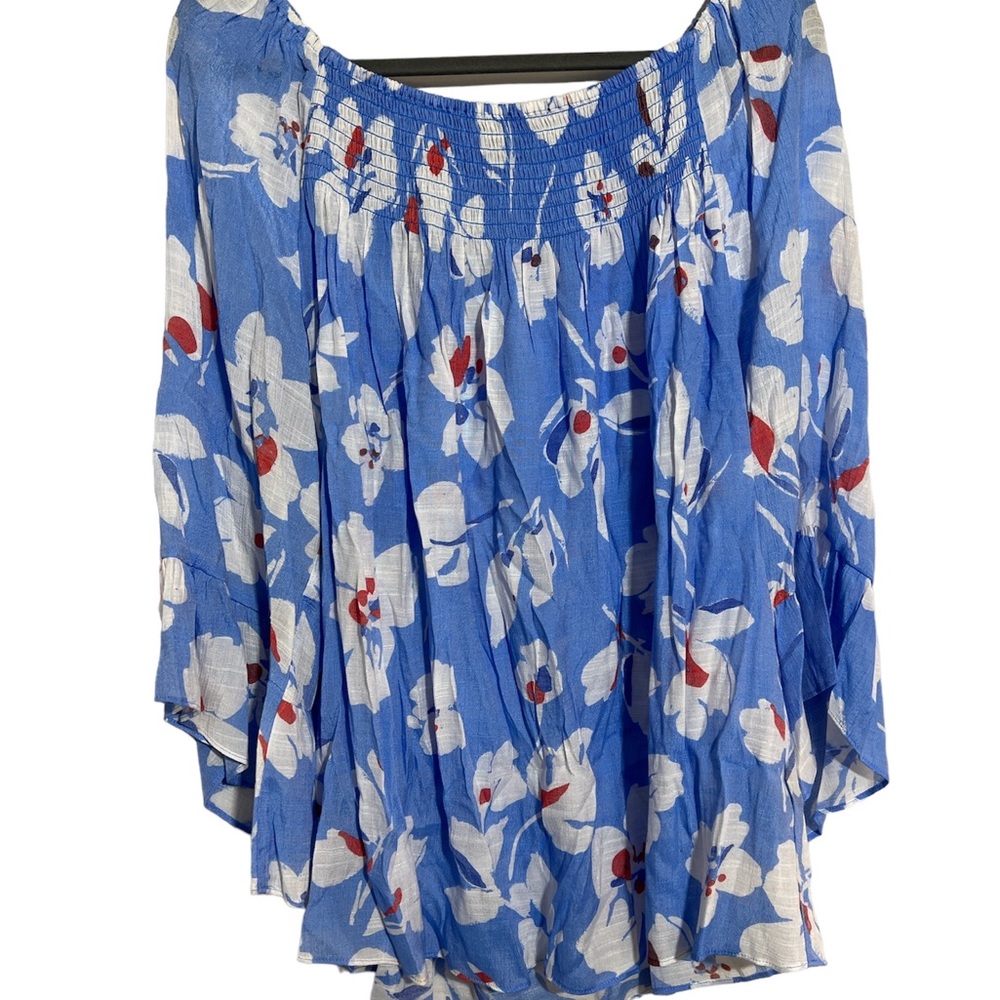 Zac & Rachel 2X Blue Floral Women’s Blouse